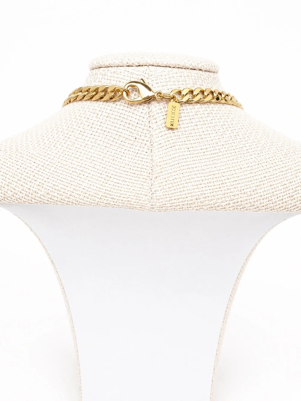 Zoetik Gold Tone White Faceted Stone Statement Necklace Chunky Chain Elegant NWT
